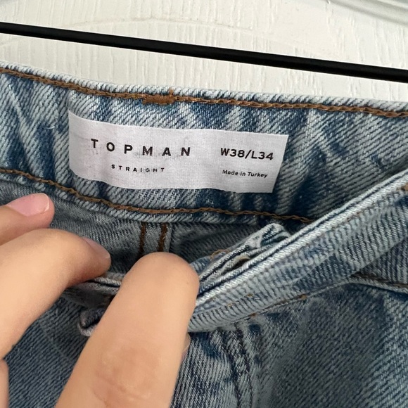 TopMan Wavy Bleach Straight Leg Jeans SZ 38X34 - Picture 5 of 5